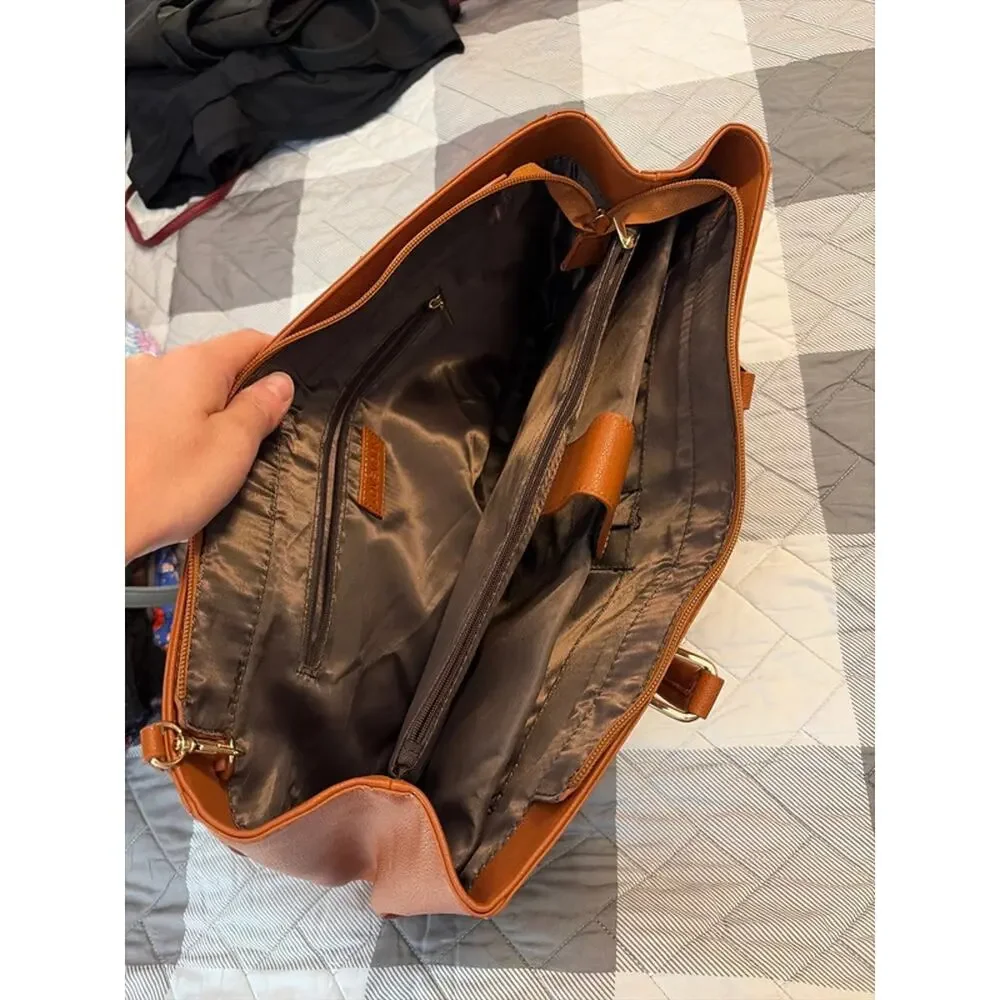 Amazon Faux Leather Laptop Work School Tote Bag